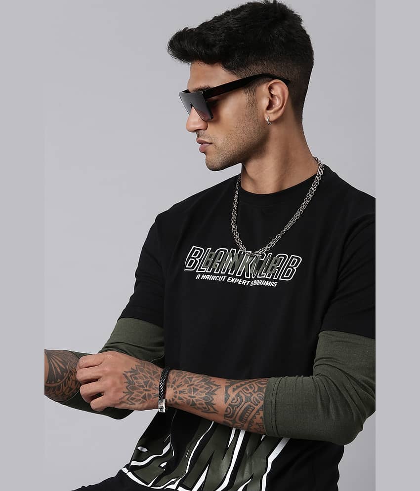 LEWEL Cotton Blend Slim Fit Printed Full Sleeves Men's Round T-Shirt - Multicolor ( Pack of 1 )