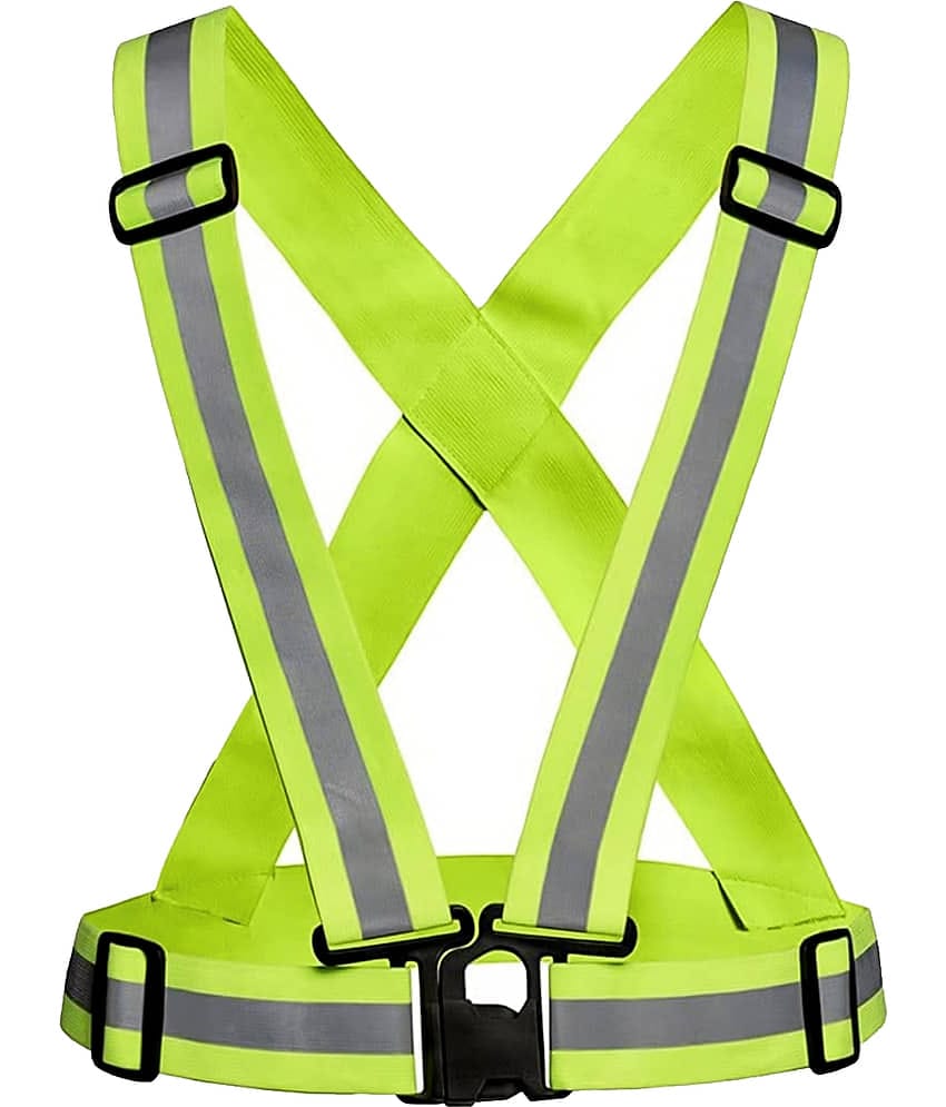 Laxmi Polyester High Visibility Safety Reflective Vest Belt Jacket(Pack 1) Green Safety Jacket