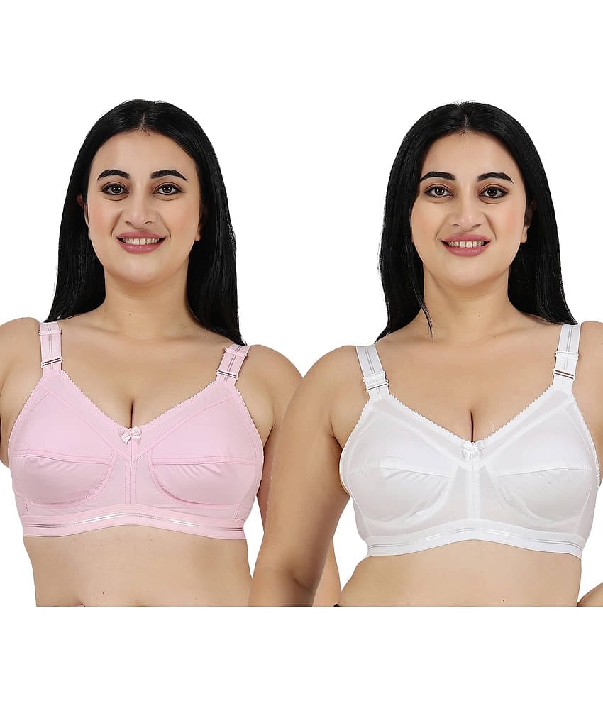 Ladyland Pack of 2 Cotton Non Padded Everyday Bra For Women ( Multicolor )