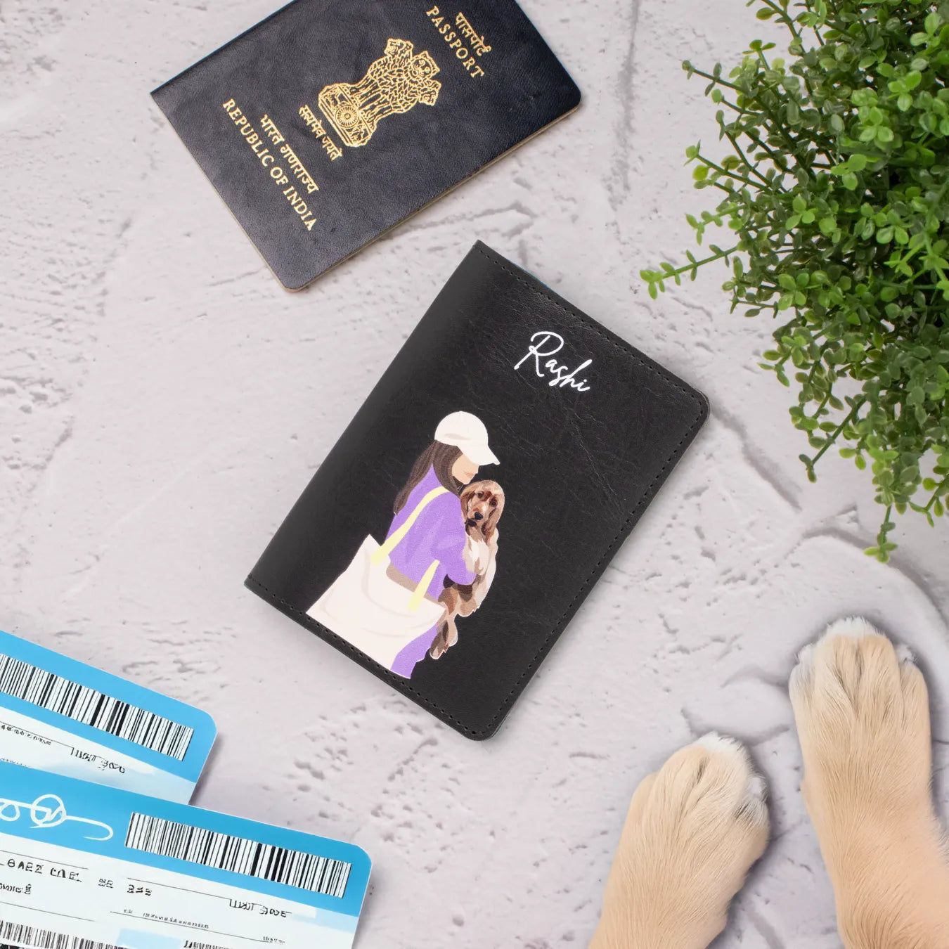 PERSONALISED PRINTED PASSPORT COVER - PET LOVER - BLACK