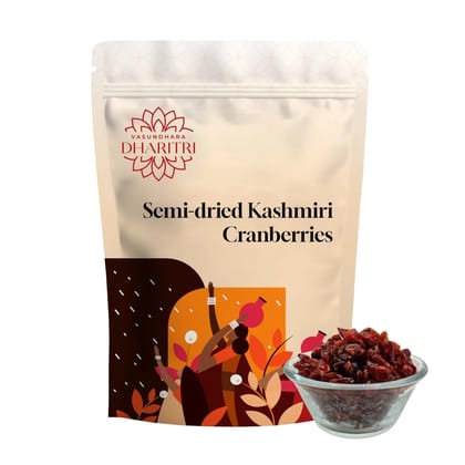 VASUNDHARA DHARITRI Semi-dried Kashmiri Cranberries 500gms, Naturally Dried Cranberries, High in Antioxidants & Vitamins, Improves Immunity, Heart & Gut Health, Guilt-free Snacks for Healthy 