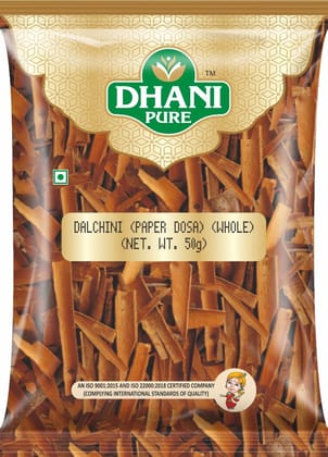 Dhani Pure Cinnamon / Dalchini Whole (PAPER DOSA), 50g