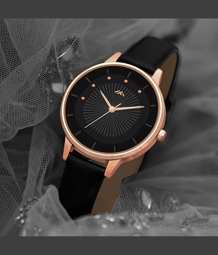 Trex Black PU Analog Womens Watch