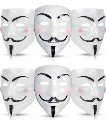 ZYOZI ® V for Vendetta Face Cutout | Hacker Face Cutouts For Boys | Anonymous Cutout for Kids & Adults | Anonymous Face Cutouts for Halloween Party | Vendetta Face Full Cutout (PACK OF 6)