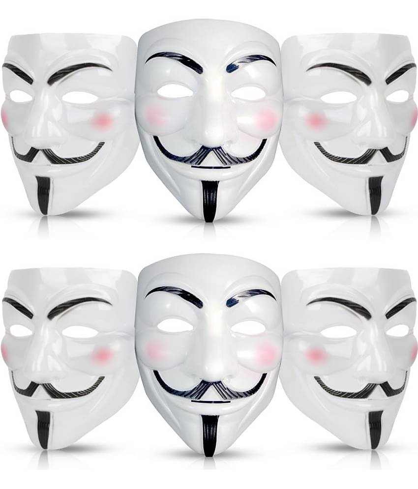 ZYOZI ® V for Vendetta Face Cutout | Hacker Face Cutouts For Boys | Anonymous Cutout for Kids & Adults | Anonymous Face Cutouts for Halloween Party | Vendetta Face Full Cutout (PACK OF 6)