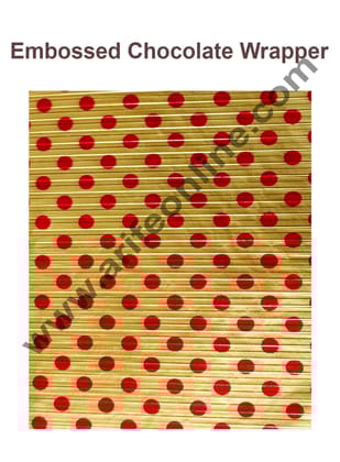 Cake Decor Chocolate Wrappering Foil, Embossed Chocolate Wrapper, 150 Sheets - 10in x 7in - Dotted Gold Red-E-39 / Cake Decor / Cake Decor | Aluminum Foil