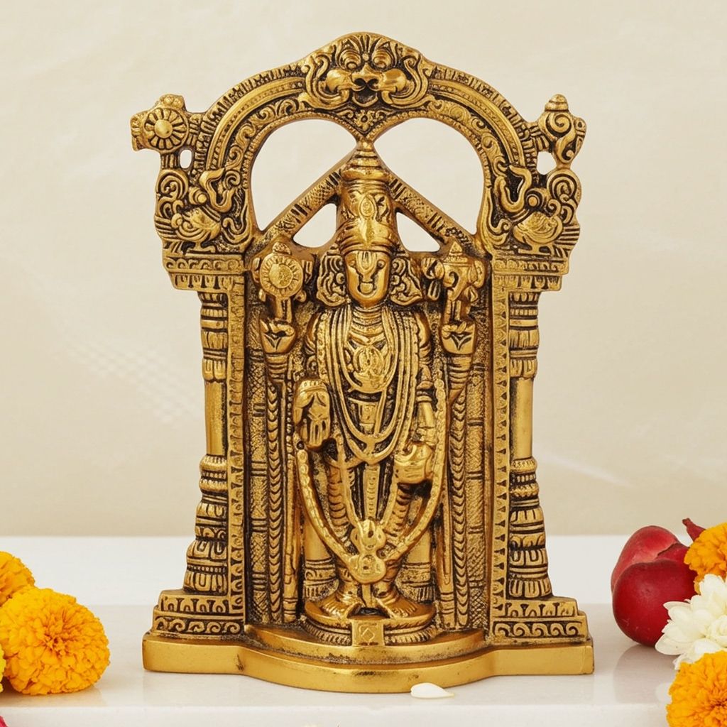 Aluminium Showpiece Tirupati Balaji Maharaj Statue (ASMAS291 G)