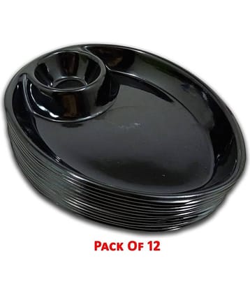 Inpro 12 Pcs Melamine Black Quarter Plate