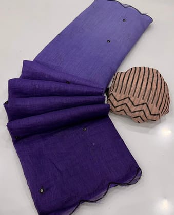 Launching new Soft Linen cotton Digital printed saree with aari work  & foil mirror work with aariwork cut work border
