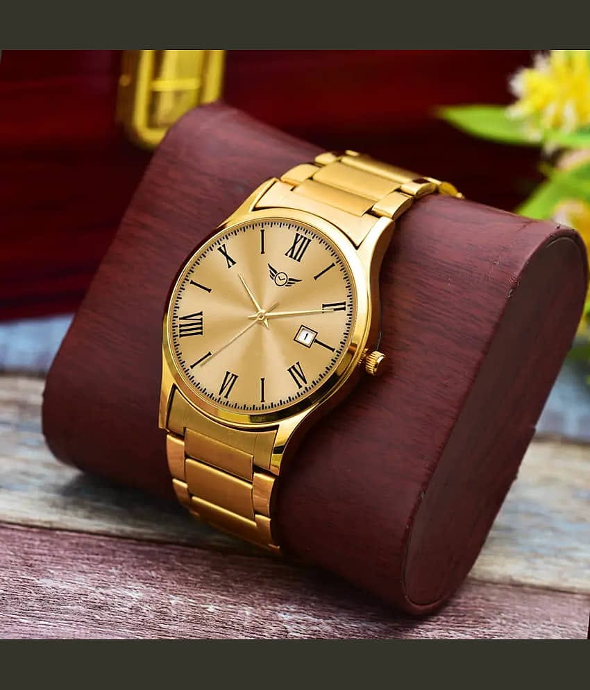 EEWHI Gold Brass Analog Men's Watch
