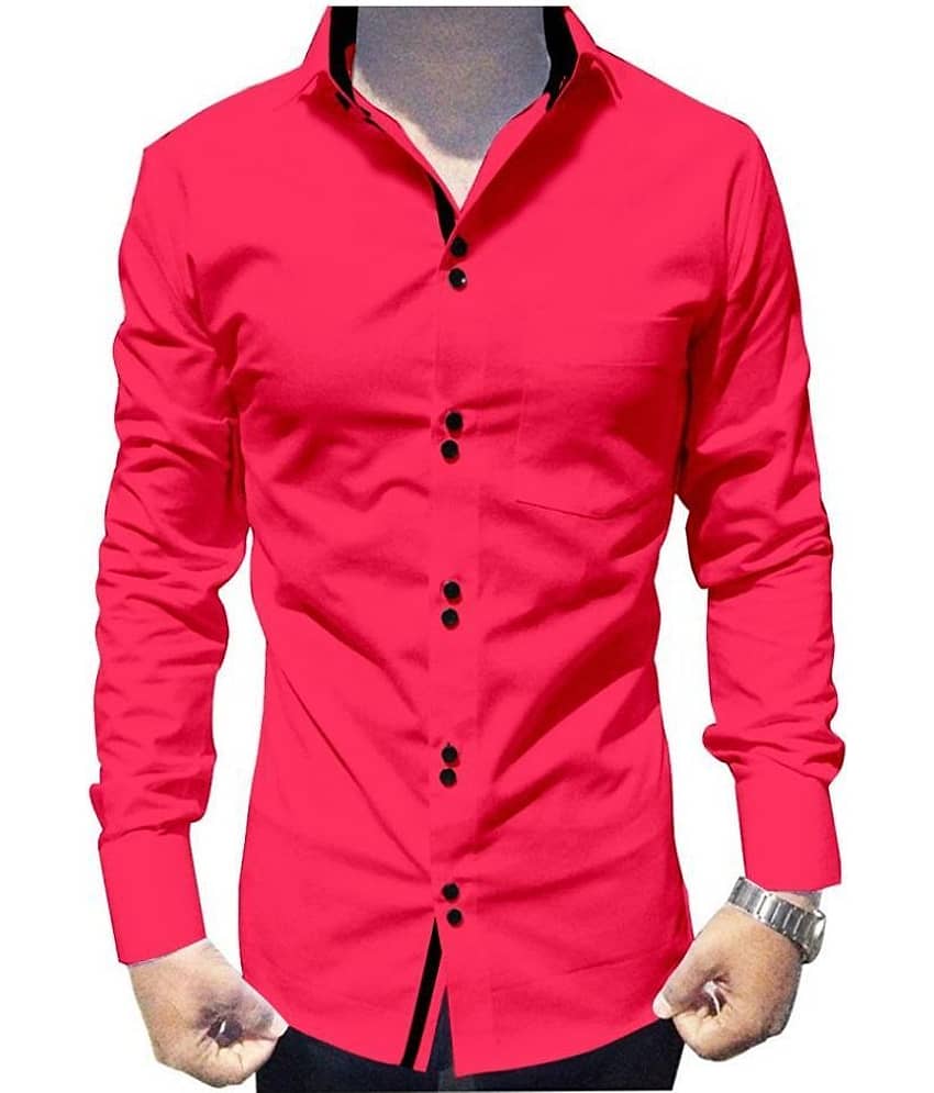 SUR-T Cotton Blend Pink Solids Shirt