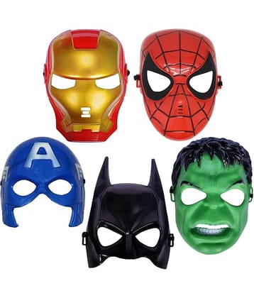 ZYOZI ® Super Hero Theme Cartoon Face CutOuts - Super Hero Birthday Party Face CutOuts For Kids, Super Heroes Face CutOuts Cosplay Boy Girl Toy Hulk, Captain America, Iron Man, Batman- Great Halloween Face CutOuts (Pack Of 5)