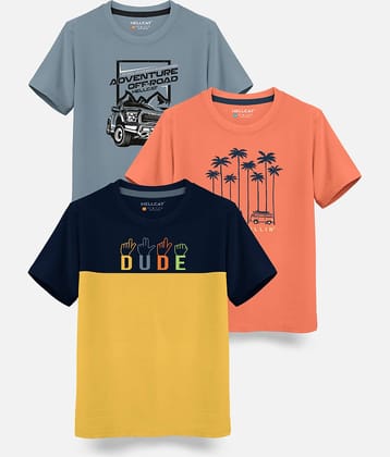 HELLCAT Pack of 5 Boys Cotton Blend T-Shirt ( Yellow )