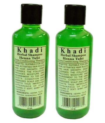 Khadi Herbal Henna Tulsi Shampoo 210 ml - Pack of 2