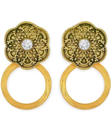 Spargz Ethnic Traditional Dangler Gold Oxidized Plated Alloy AD Stone Earring For Women