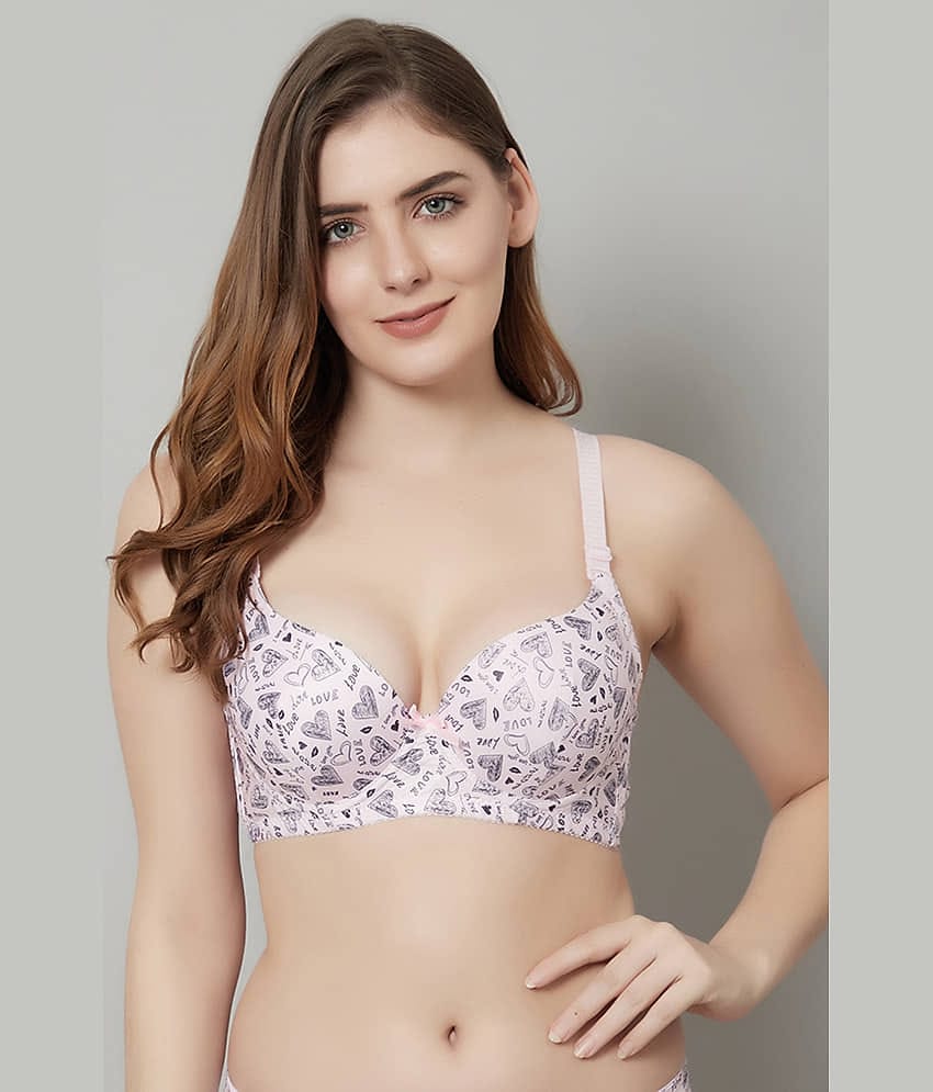 PrettyCat Polyester Lightly Padded Women's T-Shirt Bra ( Beige )