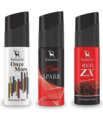 Ramsons - ONCE MORE & COOL SPARK & RED ZX Deodorant Spray for Men 40ml each ( Pack of 3 )