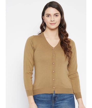 zigo Women Woollen V-Neck Cardigan ( Brown )