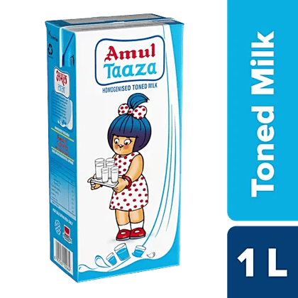 Amul Taaza Homogenised Toned Milk 1 LITRE