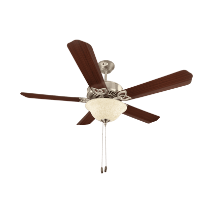 Subaris Solo Glass Shade & Wooden Finish Aluminium Blade Underlight Ceiling Fan 1300mm / Brushed Nickel