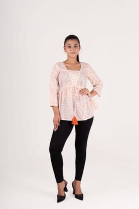 White Printed Top-XS