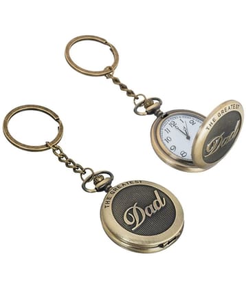 Gala Time Greatest Dad Theme Designer Pocket Watch Vintage Premium Analog Clock Antique Metallic Keyring Gift Key Chain