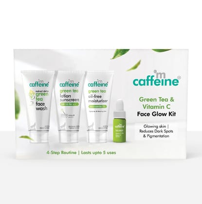 mCaffeine Green Tea & Vitamin C Face Glow Kit | 4 Steps Routine | Lasts Upto 5 uses
