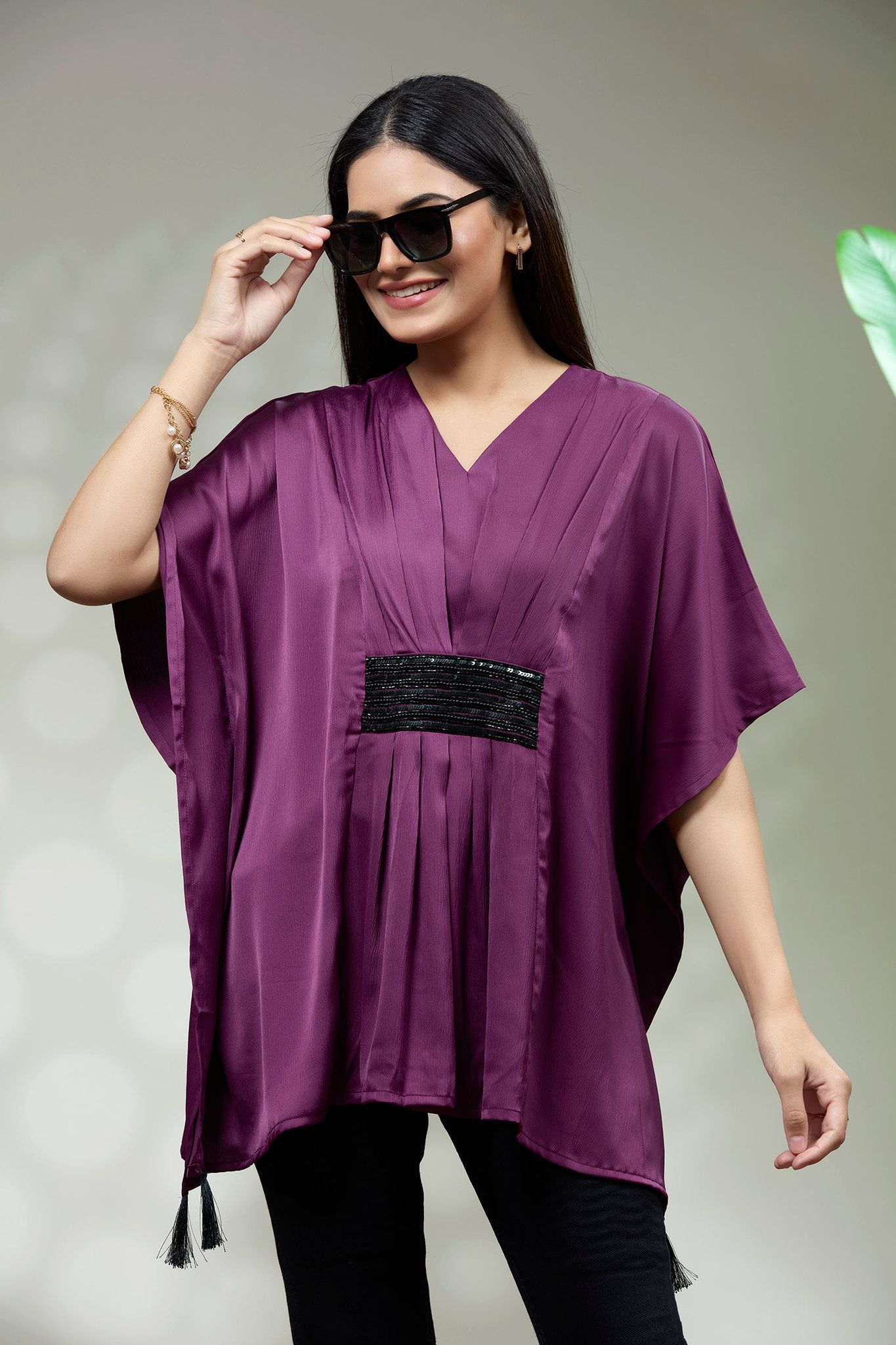 KAFTAN BLACK embriodery brooch-PURPLE / S