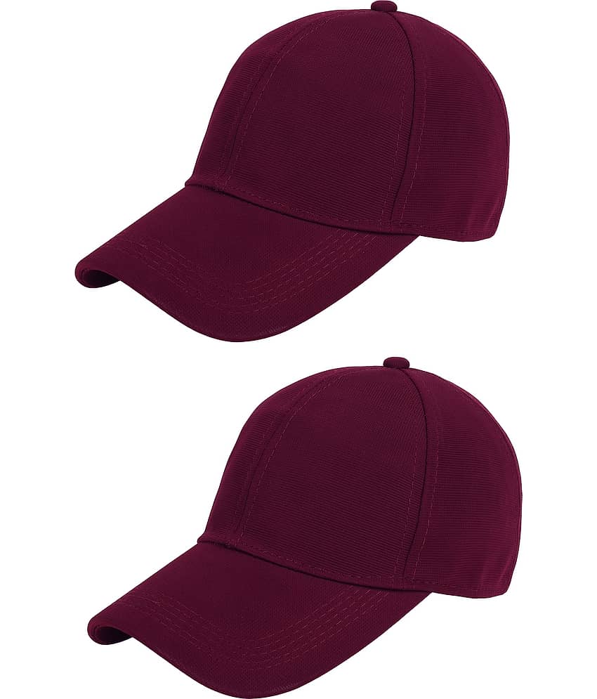 Zacharias - Maroon Cotton Blend Men's Cap ( Pack of 2 )