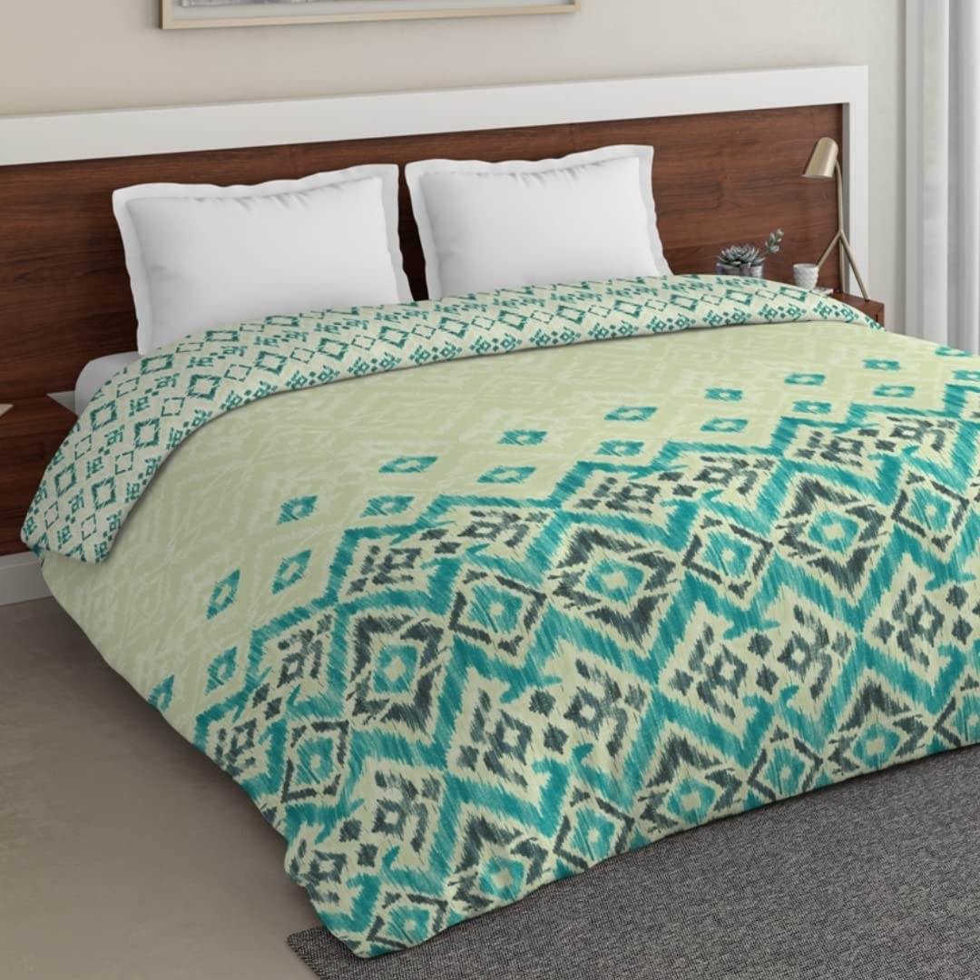 DDECOR - Primary Collection 100% Cotton Ethnic Pattern 136TC King Quilt |229 CM X 274 CM| - Turquoise