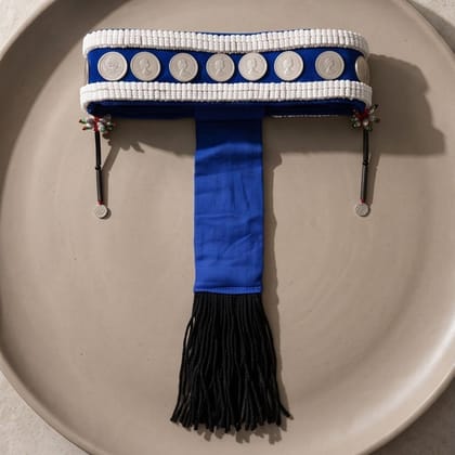 Traditional Northeast Tribal Coin & Beaded Velvet Headband (Kotip / Headpiece)