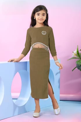 Girls Rhinestone Partywear Co-Ord Set  [GCS-9793] (4-12Years)-4-5Y (Size - 24) / Corduroy