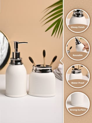 VON CASA 2Pcs White Ceramic Bathroom Set