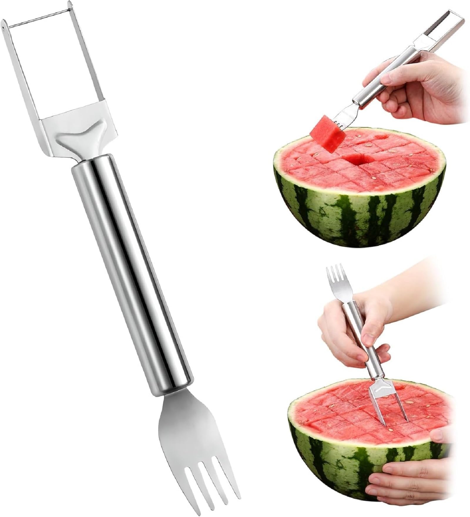 Stainless Steel Watermelon Forks - Dual-Function Slicer and Server Pack of 2 pcs