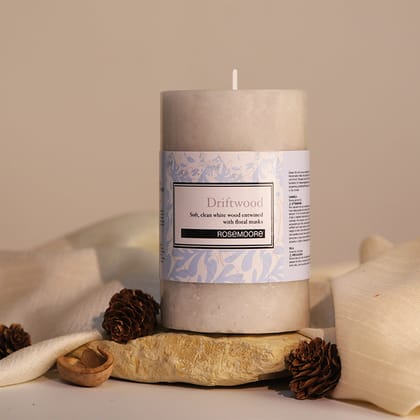 Rosemoore Driftwood Scented Pillar Candle 3x5 Inches