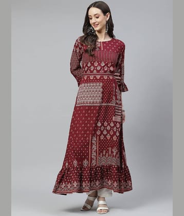 Divena - Maroon Viscose Women's Anarkali Kurti ( Pack of 1 )