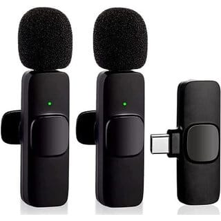 Plug In Dual User K9 Wireless Microphone for Type C Smartphones Mic (Black)
