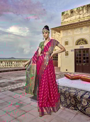 Pink Silk Woven Saree