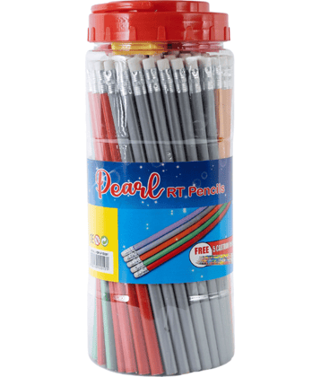 Artiggle Pearl RT Rubber Tiped Pencil Jar, Comfortable & Soft In Hands | Dark & Neat Handwriting |5 Complementary Sharpener,pack of 100 Pencil