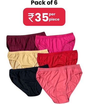 DOOZIE LOVEPLUS Pack of 6 Poly Cotton Solid Women's Bikini ( Multicolor )