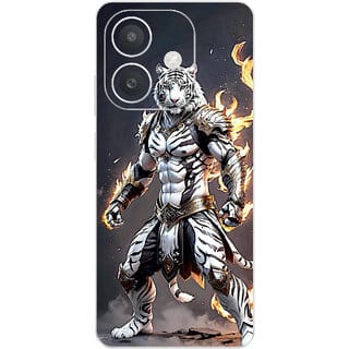 Yug Emporium Back Skin Wrap For Oppo A3x Premium Quality Full Coverage (Fighter lion 3D) (Back Cover Multicolor)