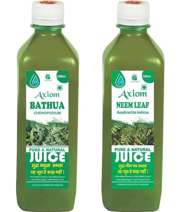 Axiom Bathua Juice 500Ml + Neem Leaf 500Ml Ayurvedic Juice Combo Pack
