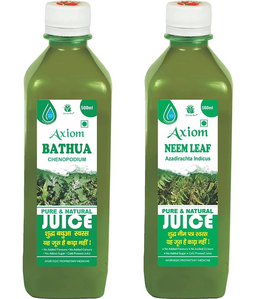 Axiom Bathua Juice 500Ml + Neem Leaf 500Ml Ayurvedic Juice Combo Pack
