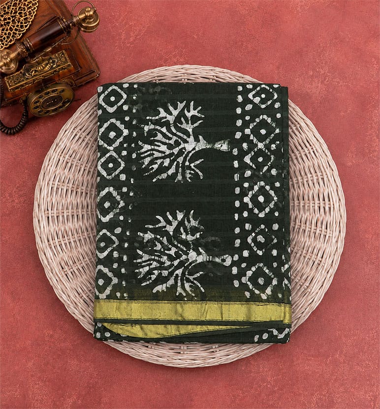 Handcrafted Batik Print Cotton Saree