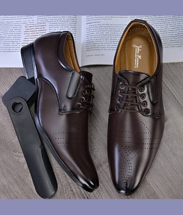 John Karsun Brown Men's Derby Formal Shoes