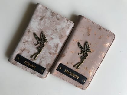 Marble Passport Cover With Customized Name And Charm Option.-peach