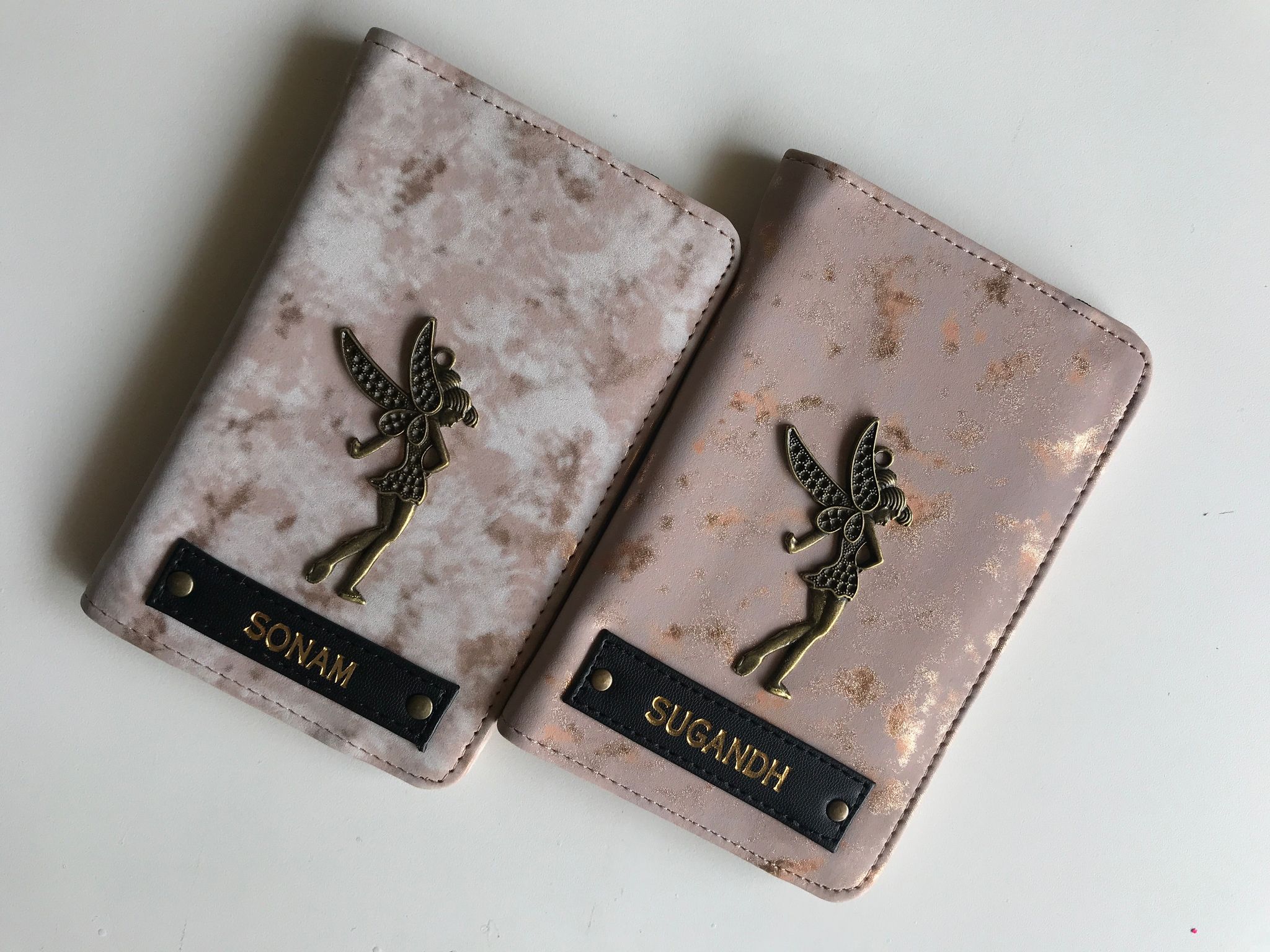 Marble Passport Cover With Customized Name And Charm Option.-peach