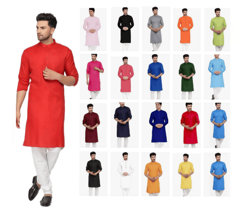 COTTON PLAIN KURTA PAJAMA SETS  ( Color Red )