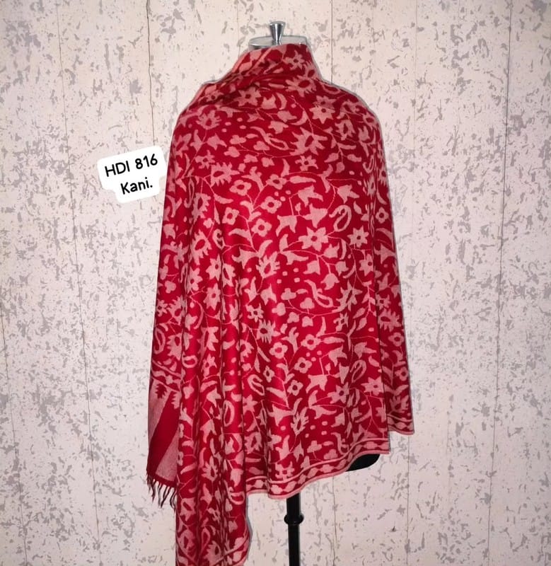 Red Pashmina Kani Shawl – Handwoven Kashmiri Wrap in Bold Heritage Motifs | Pure Wool Luxury by Heritage Design Inc