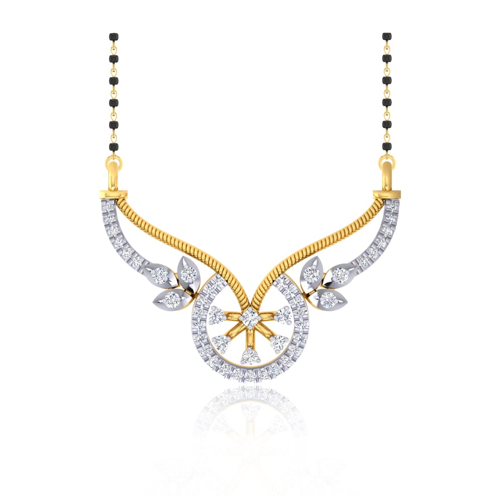 Senco Gold Chakra Glaze Diamond Mangalsutra (1.8 gram / 0.22 Ct / HI-SI / 18K Yellow Gold)